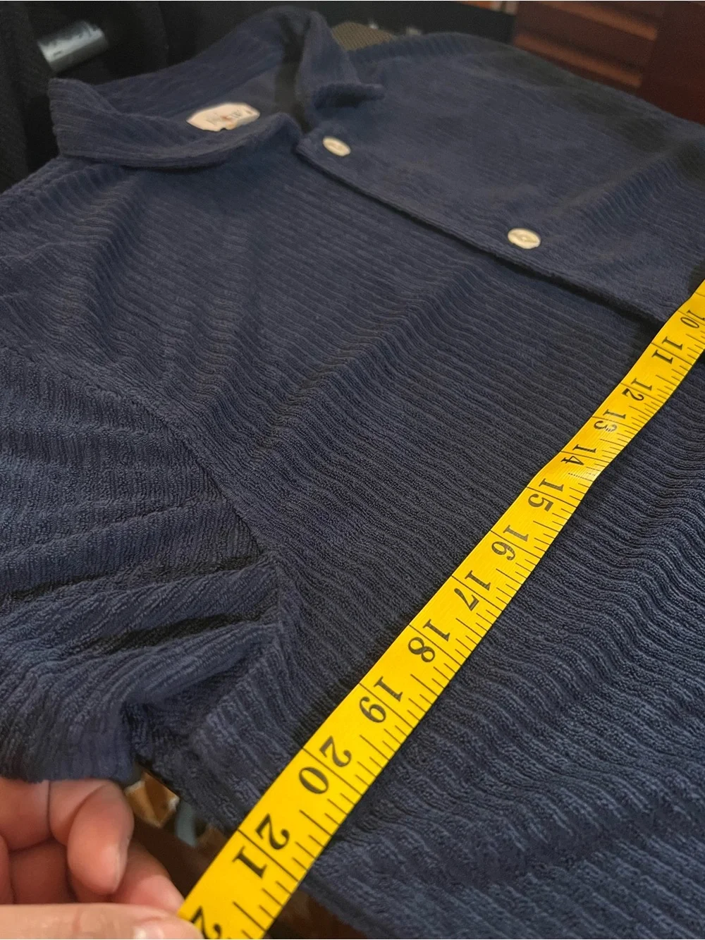 J. Crew Textured Navy Short-Sleeve Button-Up